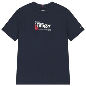 Boys Navy Blue Embroidered Logo T-Shirt