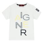 Younger Boys White Logo T-Shirt, 1, hi-res