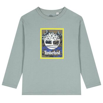 Boys Green Logo Long Sleeve Top