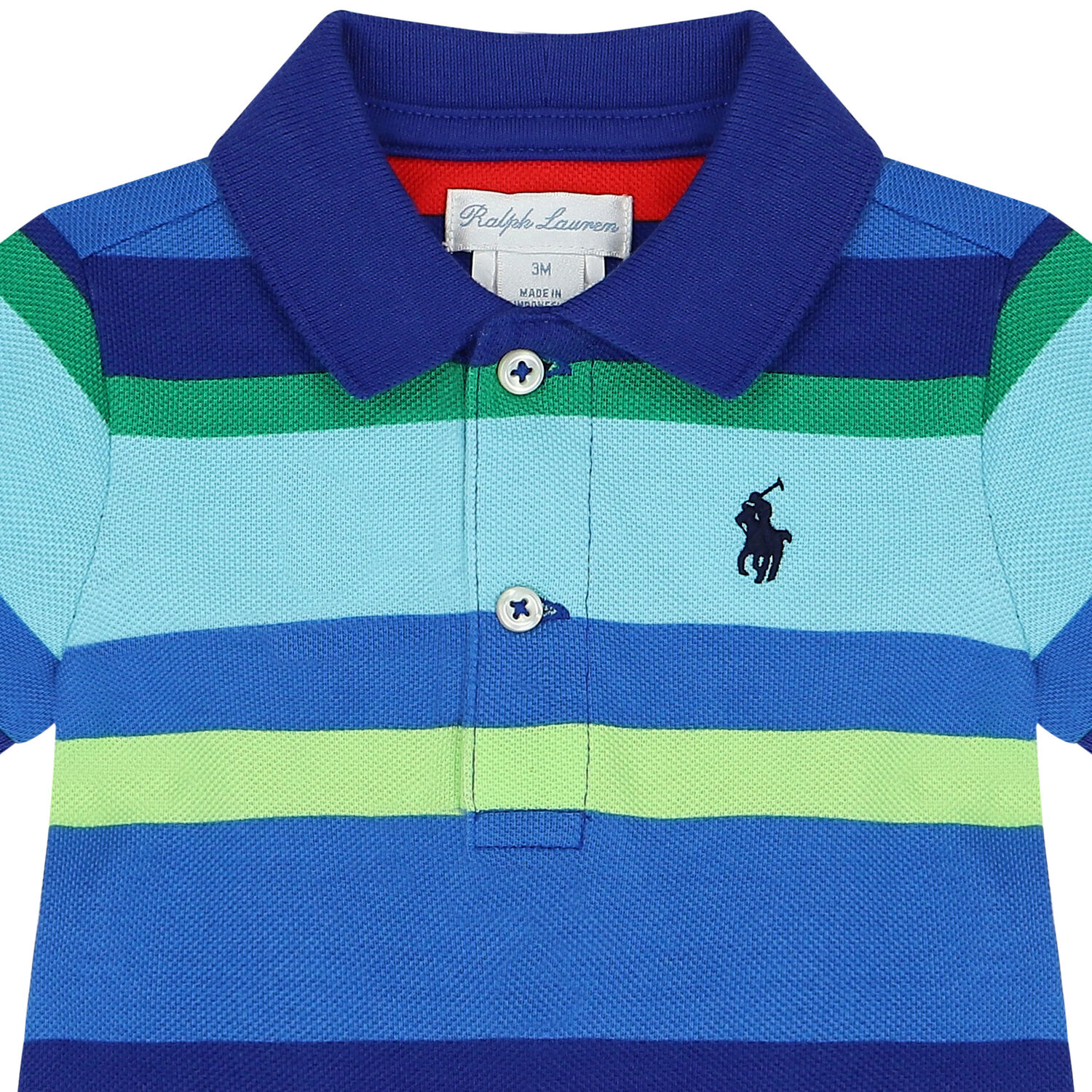 Baby Boys Multi-Colored Striped Logo Polo Romper, 1, hi-res