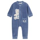 Baby Boys Blue Teddy Bear Babygrow, 1, hi-res