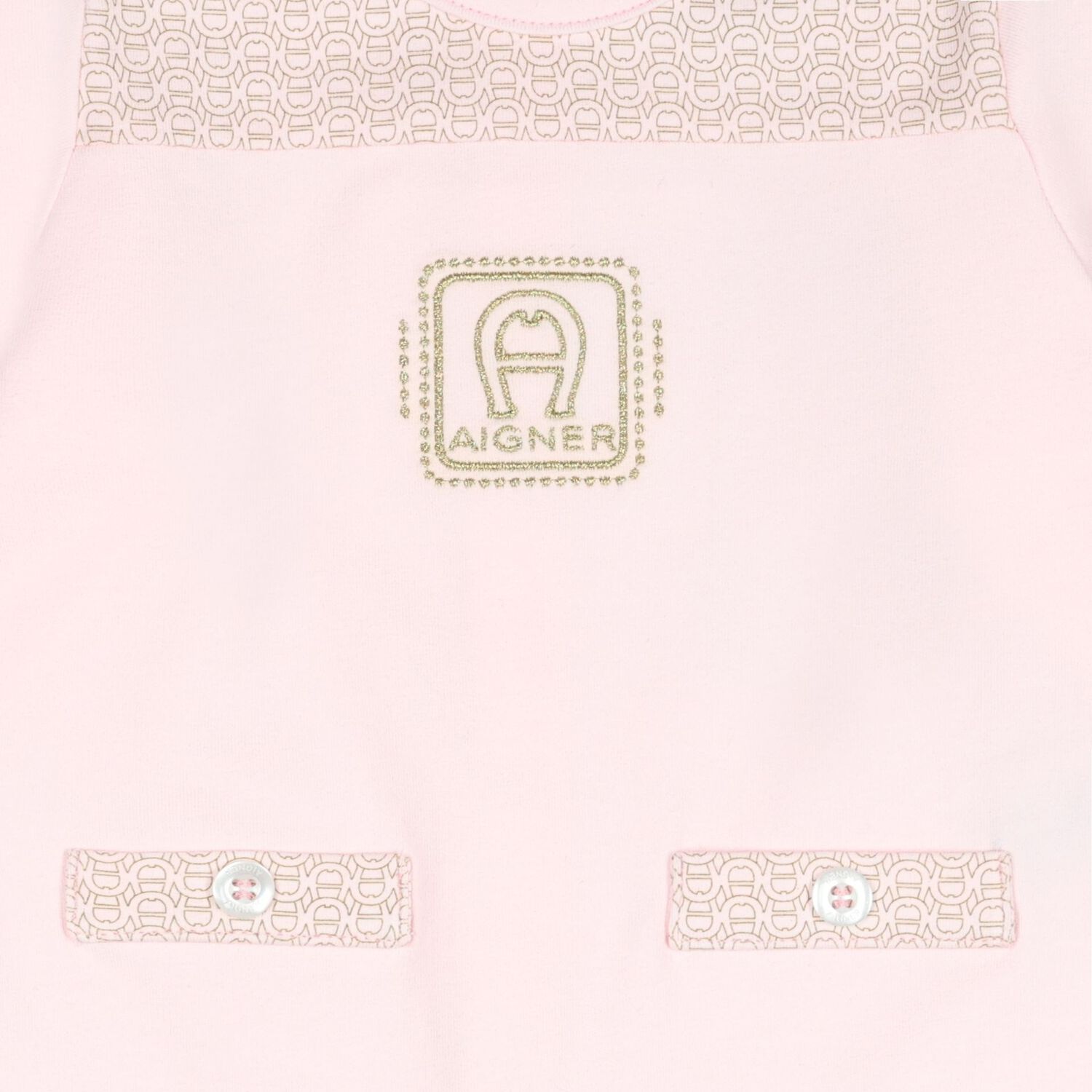 Baby Girls Pink & Gold Logo Babygrow, 1, hi-res