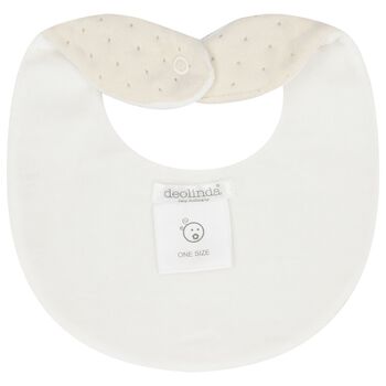 Ivory & Beige Teddy Bear Baby Bib