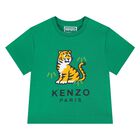 Younger Boys Green Tiger Logo Shorts Set, 1, hi-res