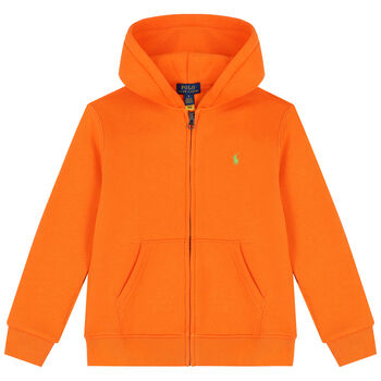 Boys Orange Logo Zip Up Top