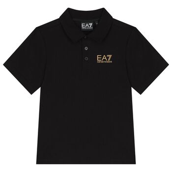 EA7 Emporio Armani Boys Black Logo Polo Shirt, 1 Boys Black Logo Polo Shirt