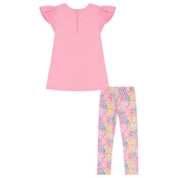 Girls Pink Logo Leggings Set
