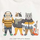 توب باكمام طبعة قطط باللون العاجى للاولاد, 1, hi-res