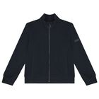 Boys Navy Blue Logo Zip Up Top, 1, hi-res