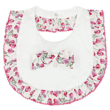 Baby Girls Ivory Floral Bib