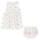 Younger Girls Ivory & Pink Crown Dress Set, 1, hi-res