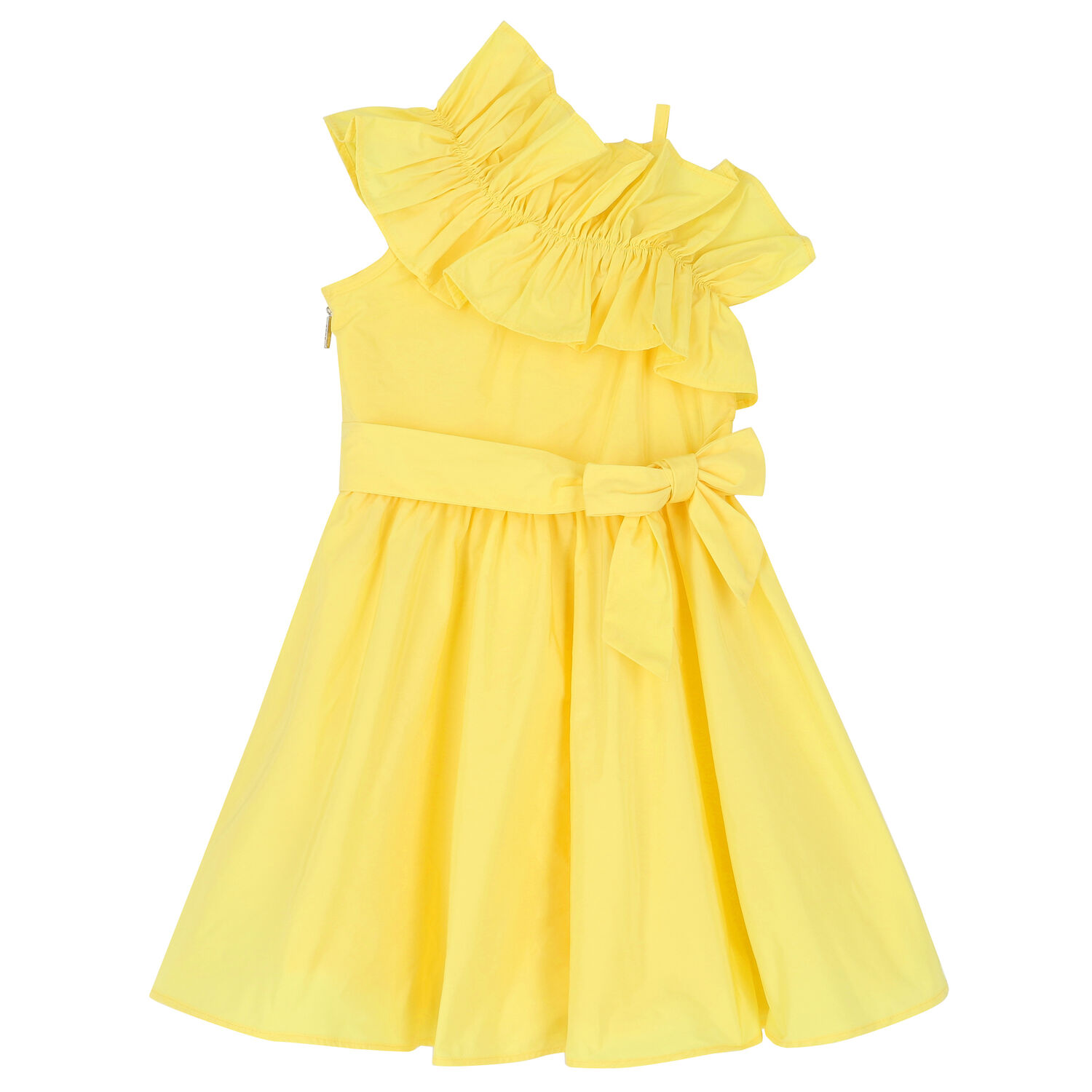 Girls Yellow Ruffle Dress, 2, hi-res