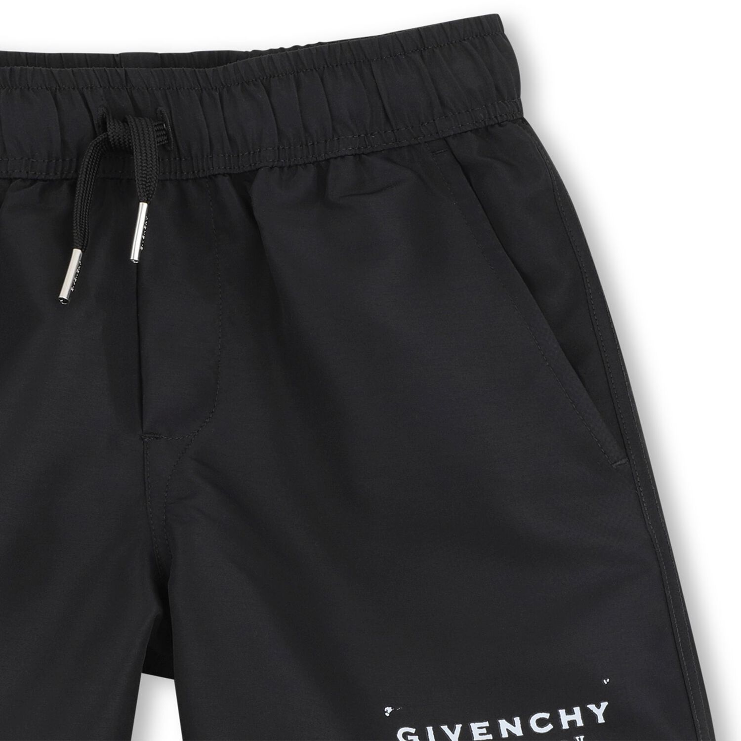 Boys Black Logo Swim Shorts, 1, hi-res