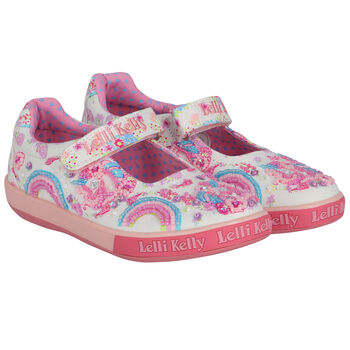 Girls Ivory Unicorn Beaded Shoes