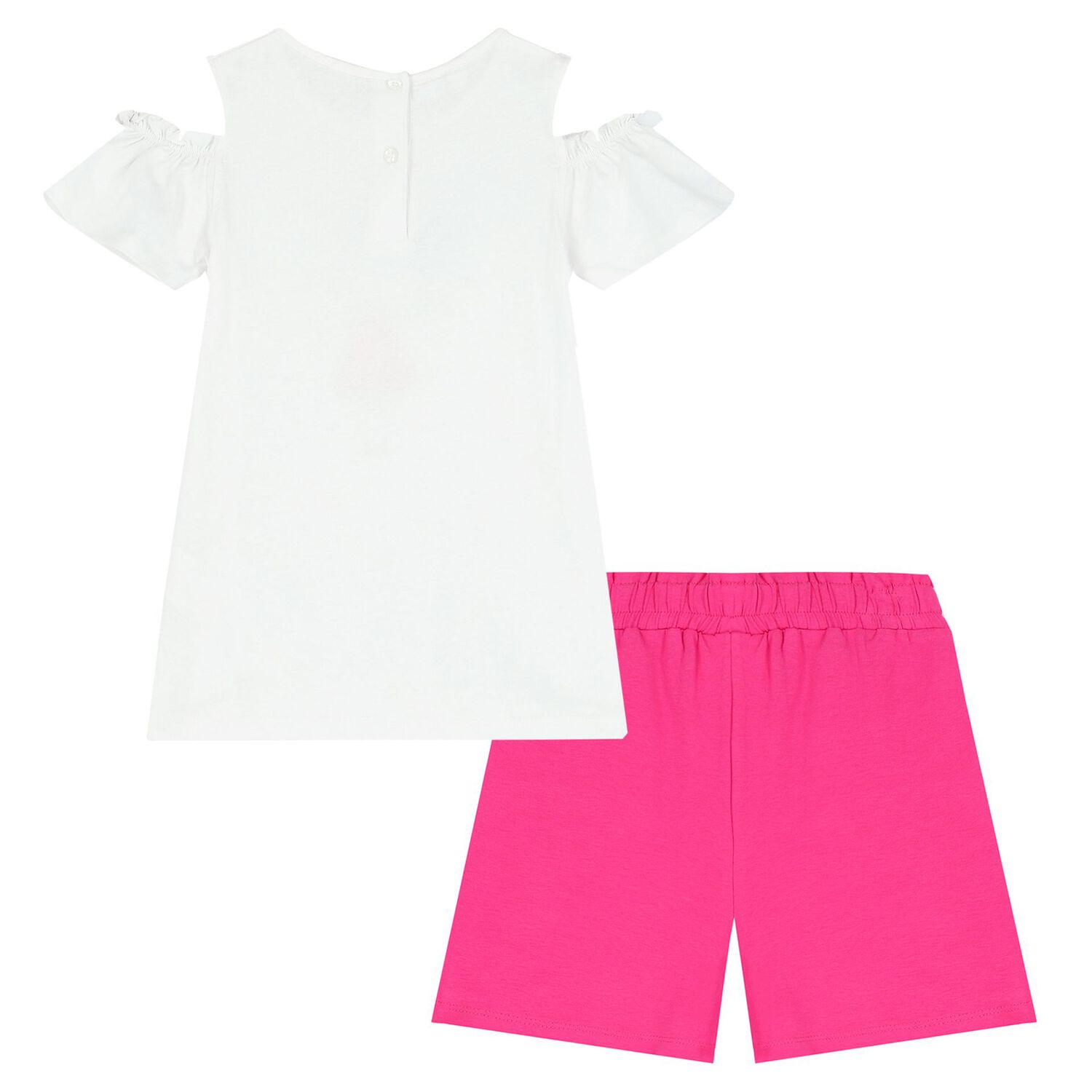 Girls White & Pink Shorts Set, 1, hi-res