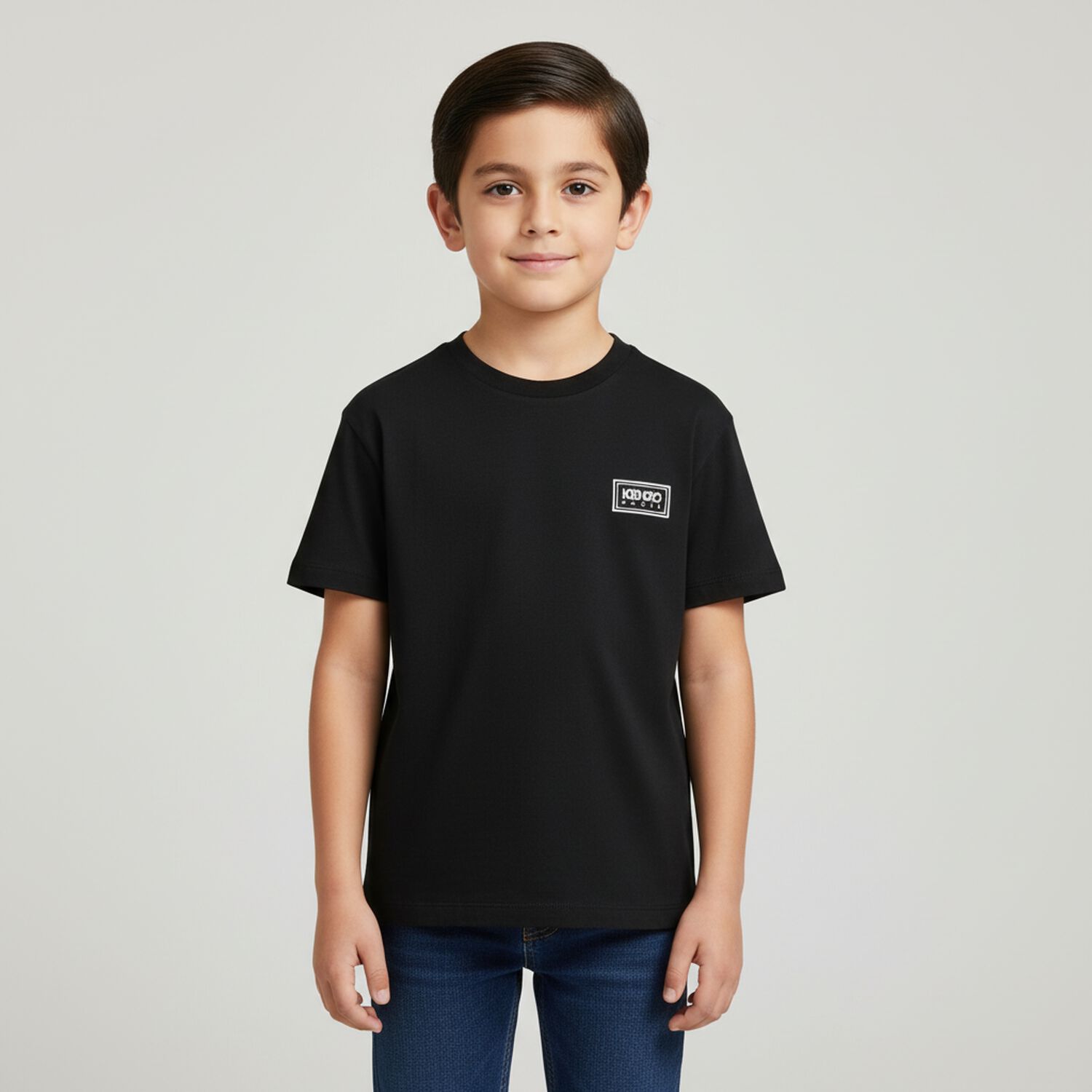Boys Black Logo T-Shirt, 1, hi-res