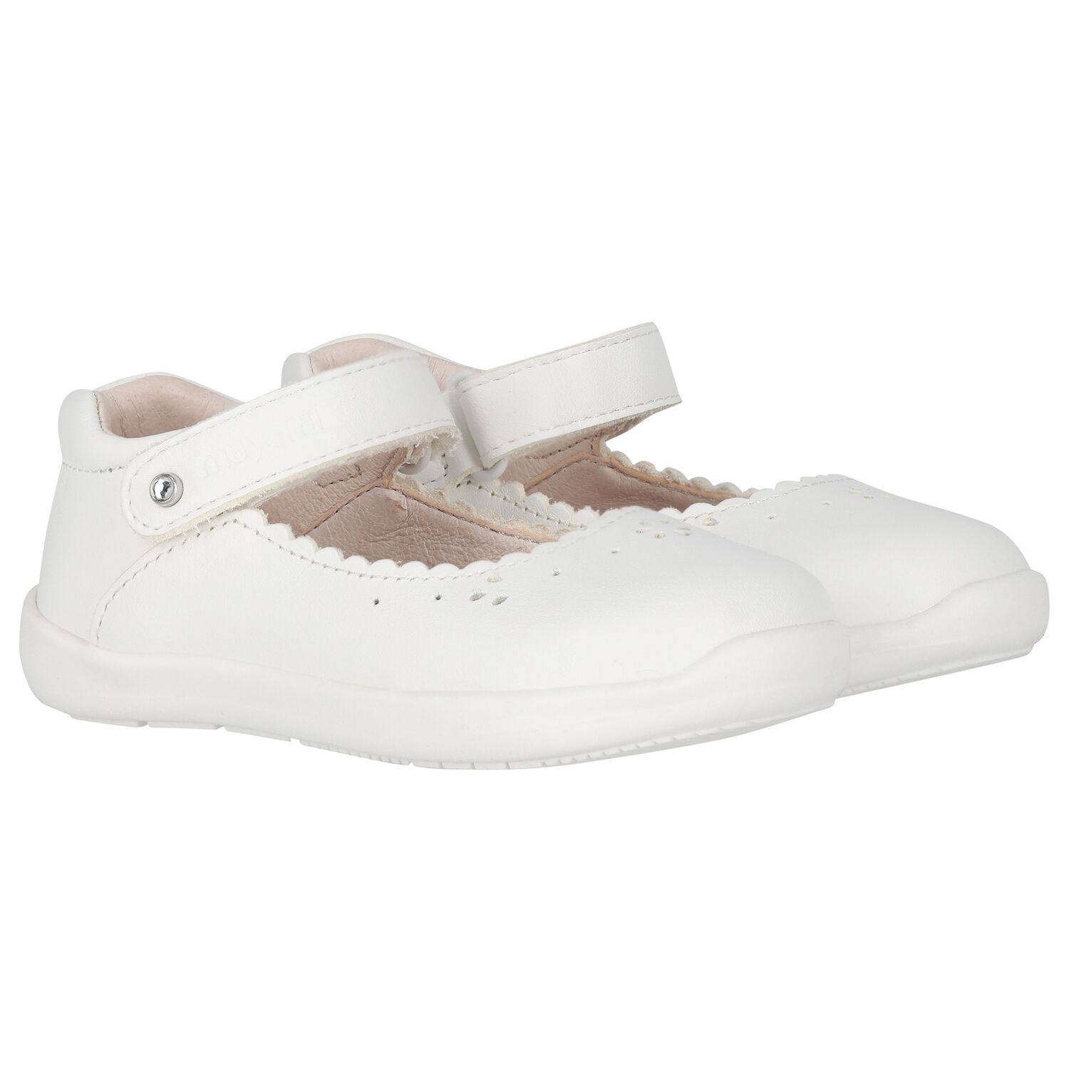 Younger Girls Ivory Faux Leather Shoes, 3, hi-res image number null