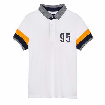 Boys White Cotton Polo Shirt