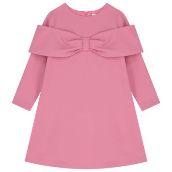 Girls Pink Bow Dress