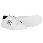 White Logo Leather Trainers, 1, hi-res