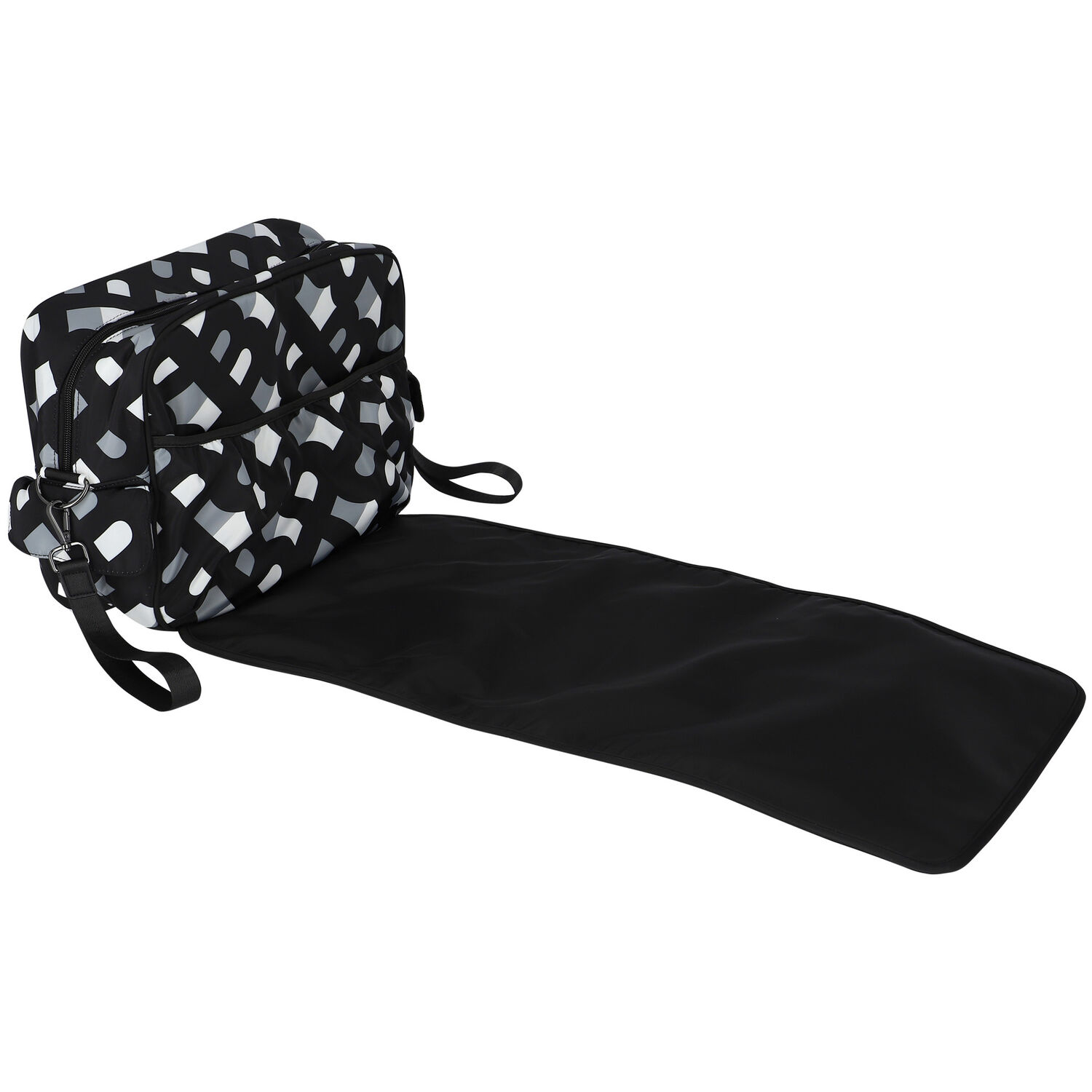 حقيبة مواليد بالشعار باللون الاسود والابيض للأطفال, 1, hi-res