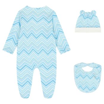 Baby Boys Blue Zig Zag Babygrow Gift Set 