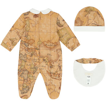 Ivory & Beige Geo Map Babygrow Set