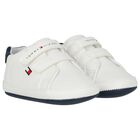 Baby Boys White Logo Pre Walker Shoes, 1, hi-res