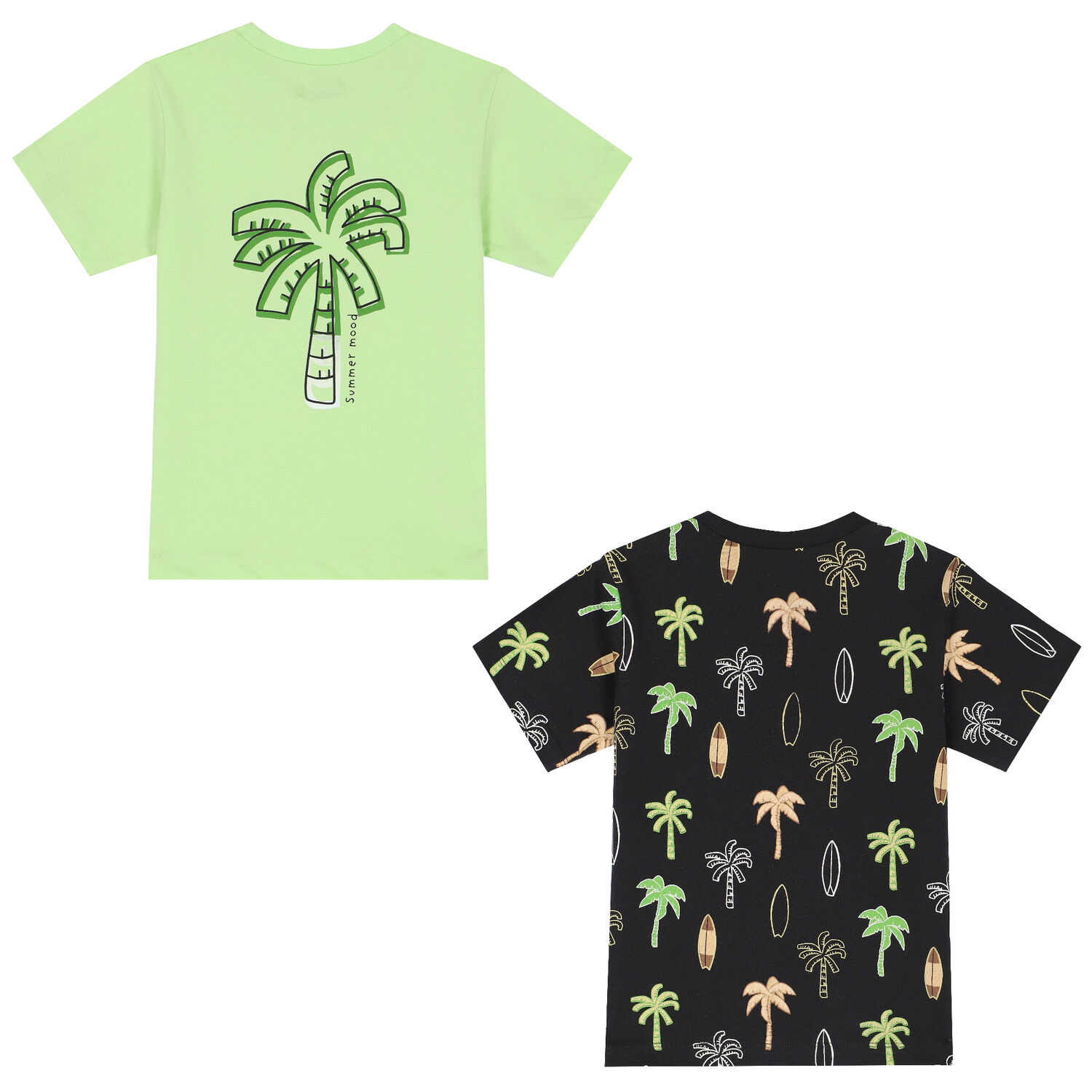 Boys Black & Green Palm Tree T-Shirts ( 2-Pack ), 1, hi-res