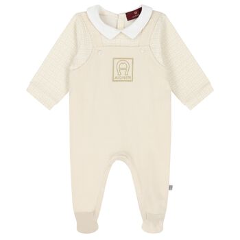 Beige & Gold Logo Babygrow