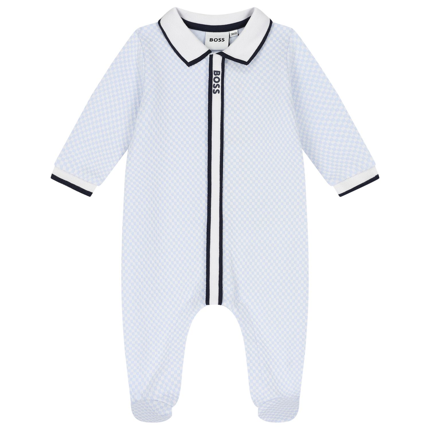 Baby Boys Blue & White Logo Babygrow, 2, hi-res