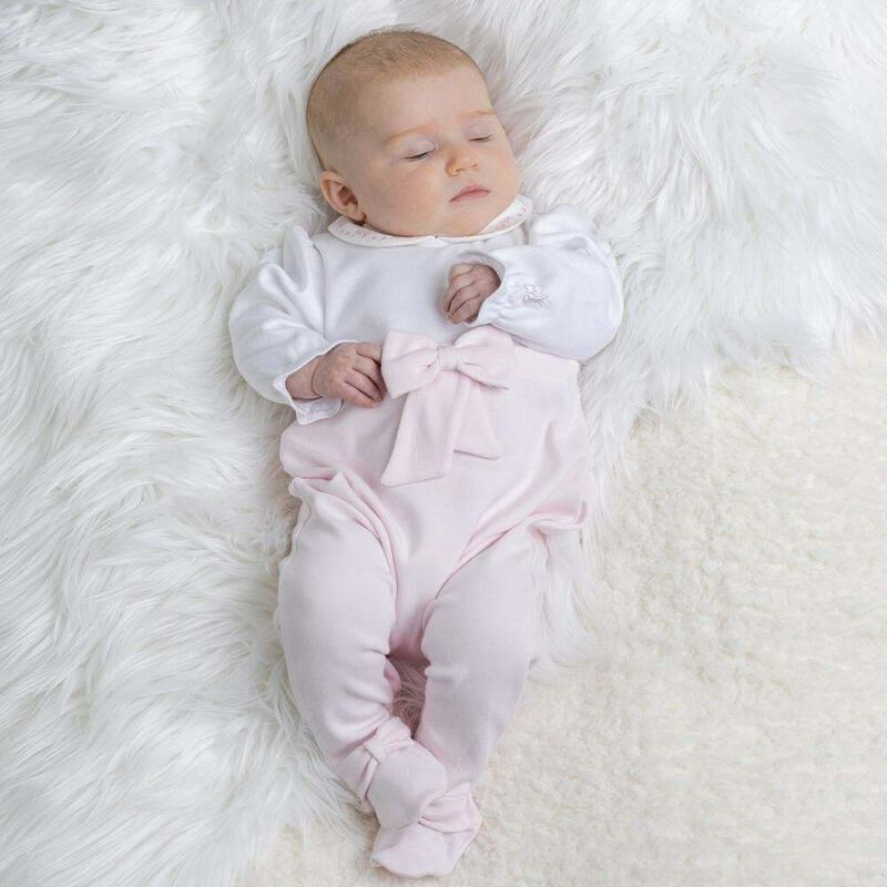 Baby Girls White & Pink Babygrow & Hat Set, 1, hi-res image number null