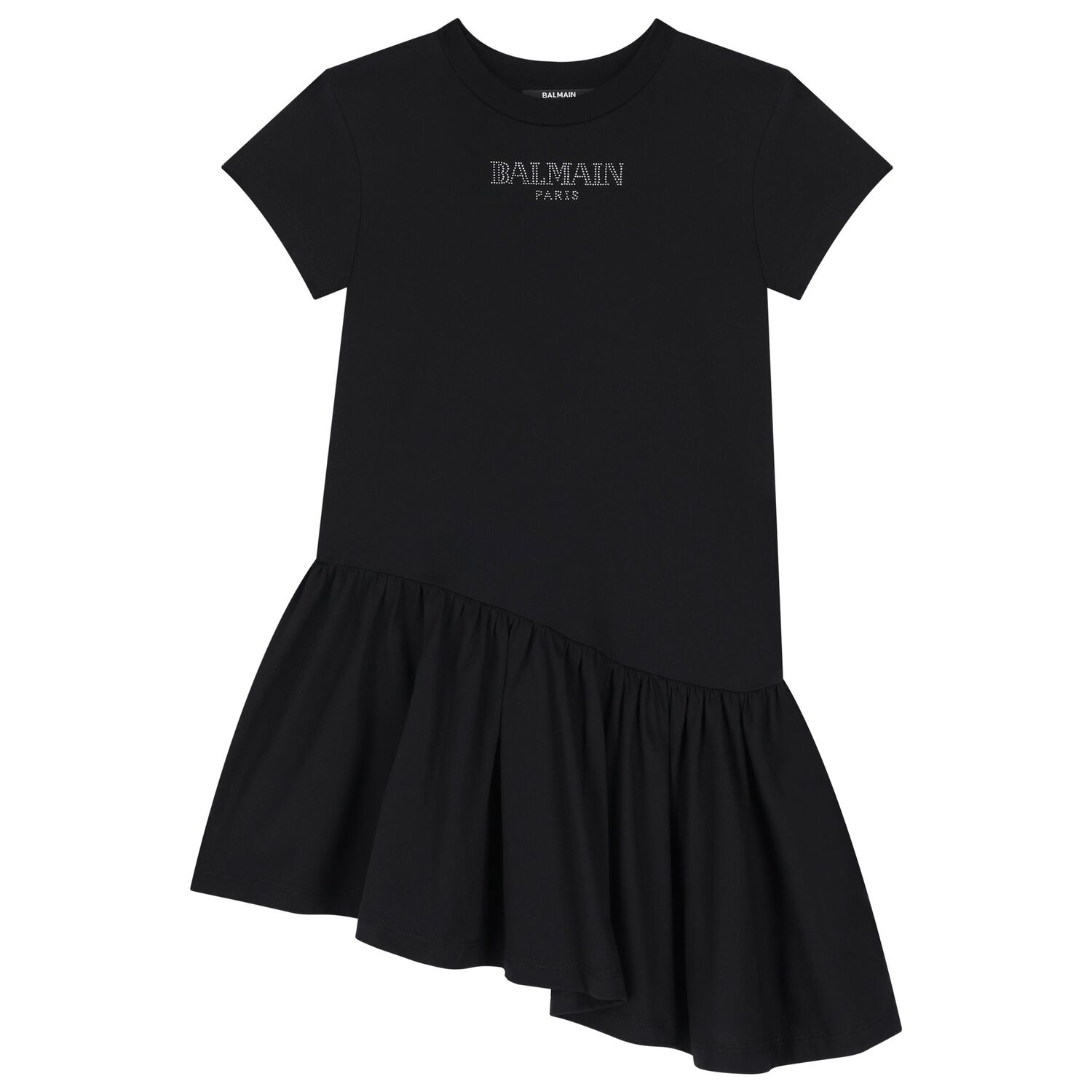 Girls Black Rhinestone Logo Dress, 1, hi-res image number null