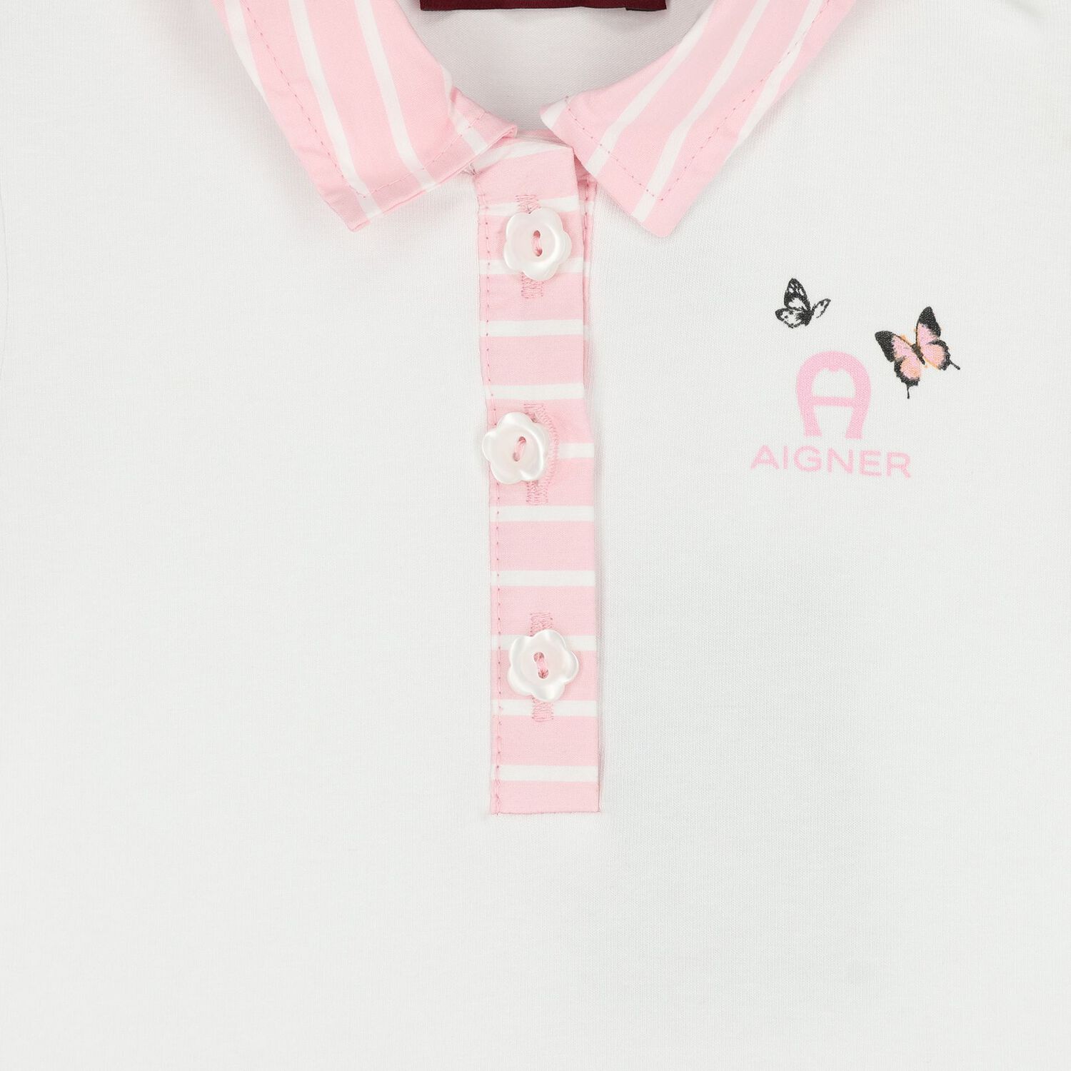 Younger Girls White & Pink Butterflies Logo Dress, 1, hi-res