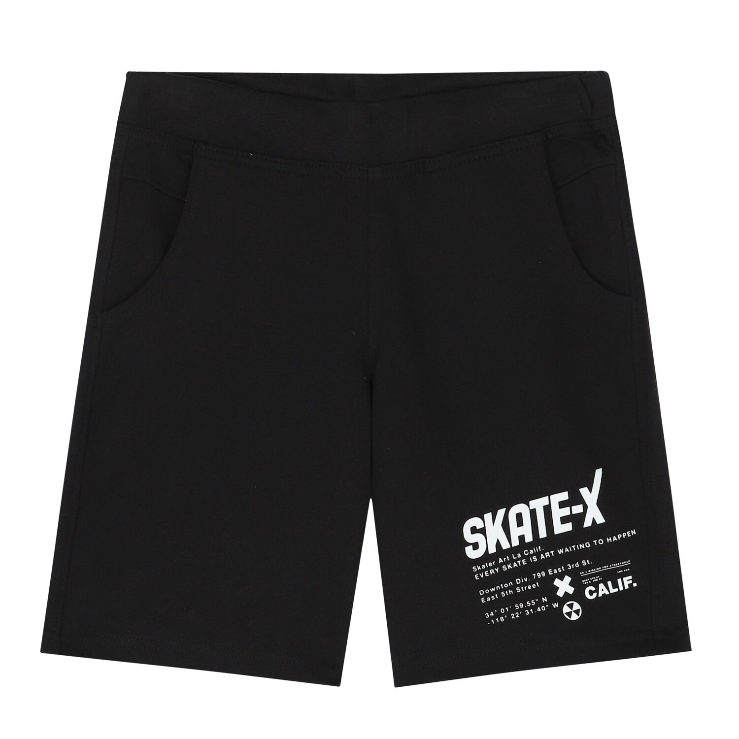 Boys Black Cotton Shorts, 2, hi-res