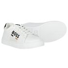 Boys White Logo Trainers, 1, hi-res