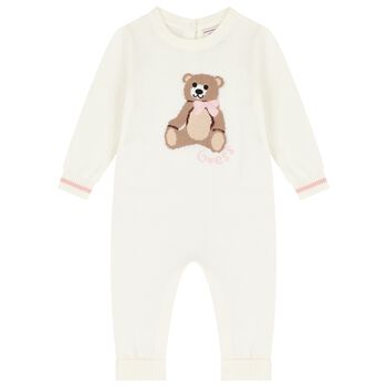 Baby Girls Ivory Teddy Bear Romper