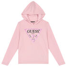 Girls Pink Logo Hooded Top, 3, hi-res