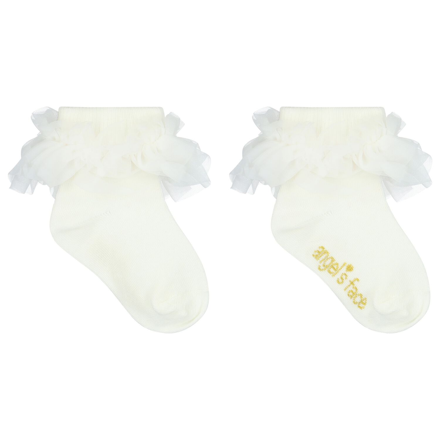 Baby Girls White Ruffled Socks, 2, hi-res