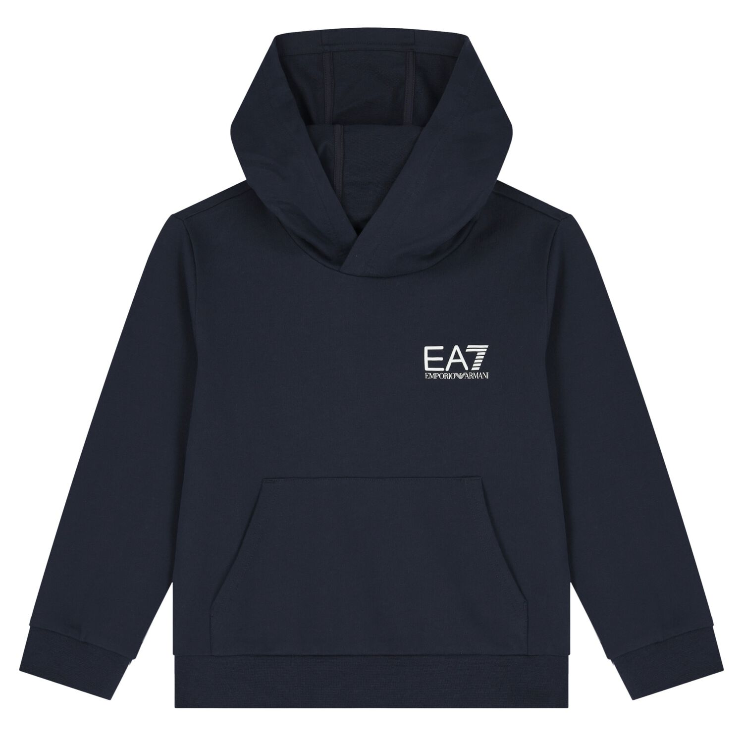 Boys Navy Blue Logo Hooded Top, 3, hi-res