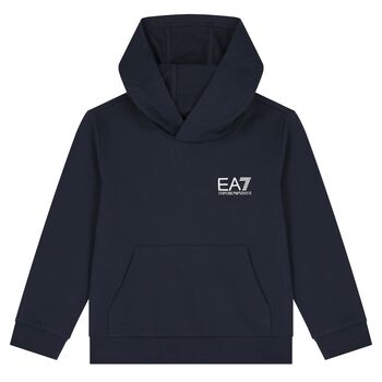 Boys Navy Blue Logo Hooded Top
