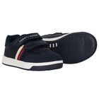 Boys Navy Blue Loggo Trainers, 1, hi-res