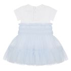 Baby Girls White & Blue Logo Tulle Dress Set, 1, hi-res