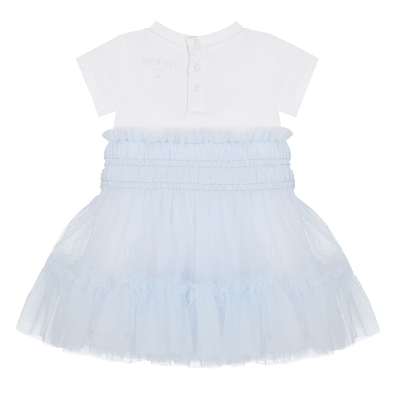 Baby Girls White & Blue Logo Tulle Dress Set, 1, hi-res image number null