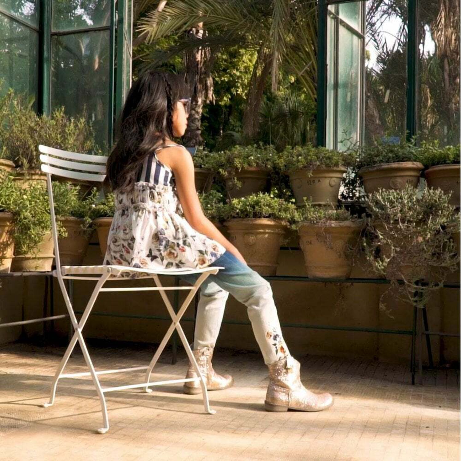 Girls Floral & Stripe Sleeveless Tops, 1, hi-res image number null