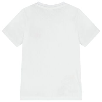 قميص أبيض للأولاد عليه صورة ديناصور