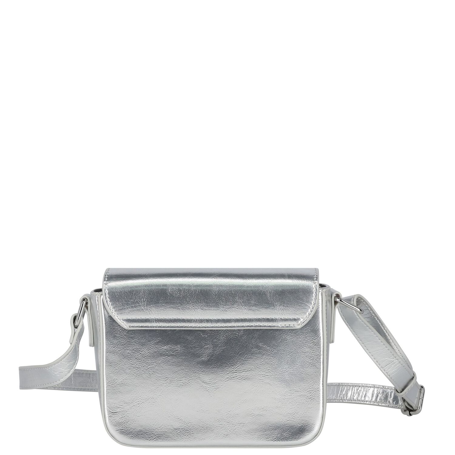Girls Silver Leather Handbag, 1, hi-res