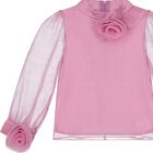 طقم تنورة بطبعة الزهور باللون الوردي للبنات, 1, hi-res