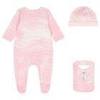 Baby Girls Pink Logo Babygrow Gift Set, 1, hi-res