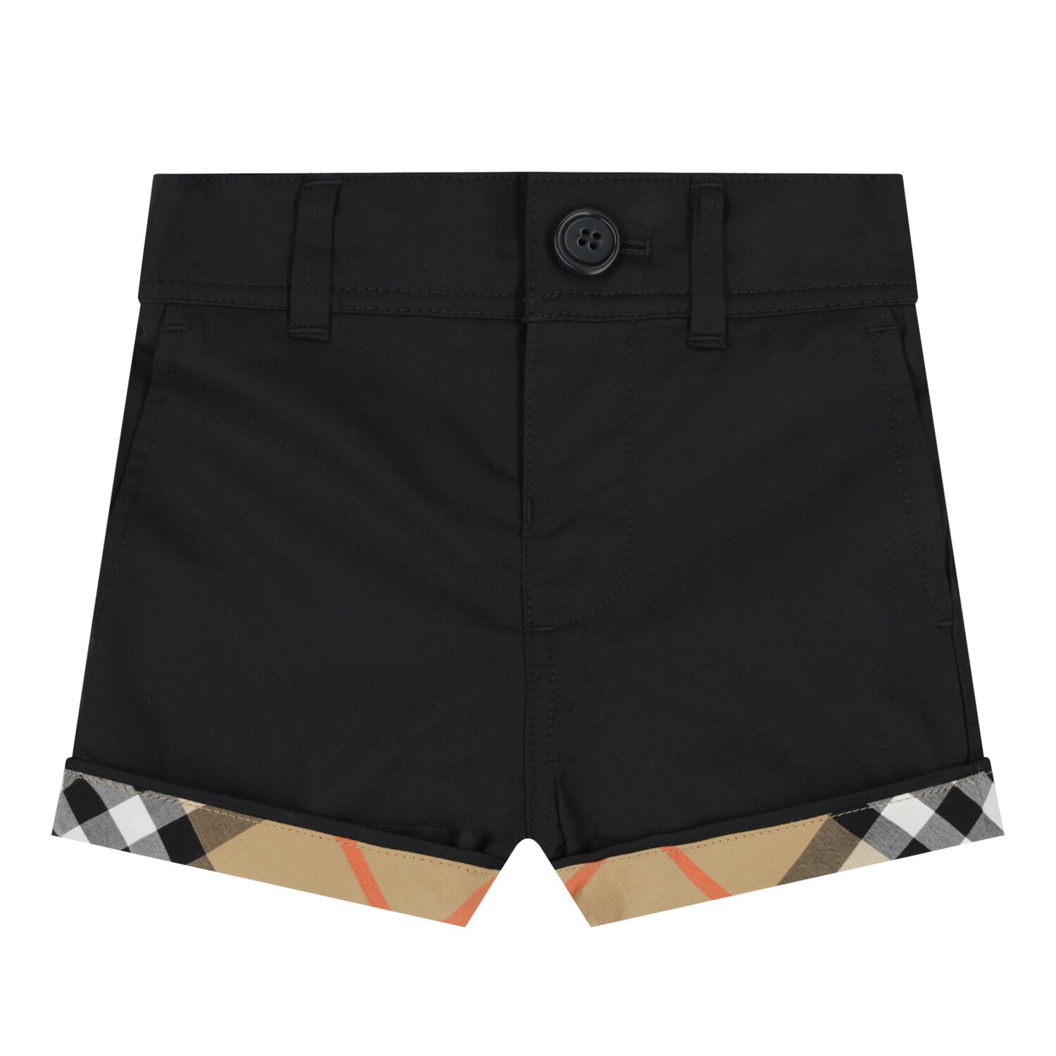 Baby Boys Black & Beige Check Shorts, 1, hi-res